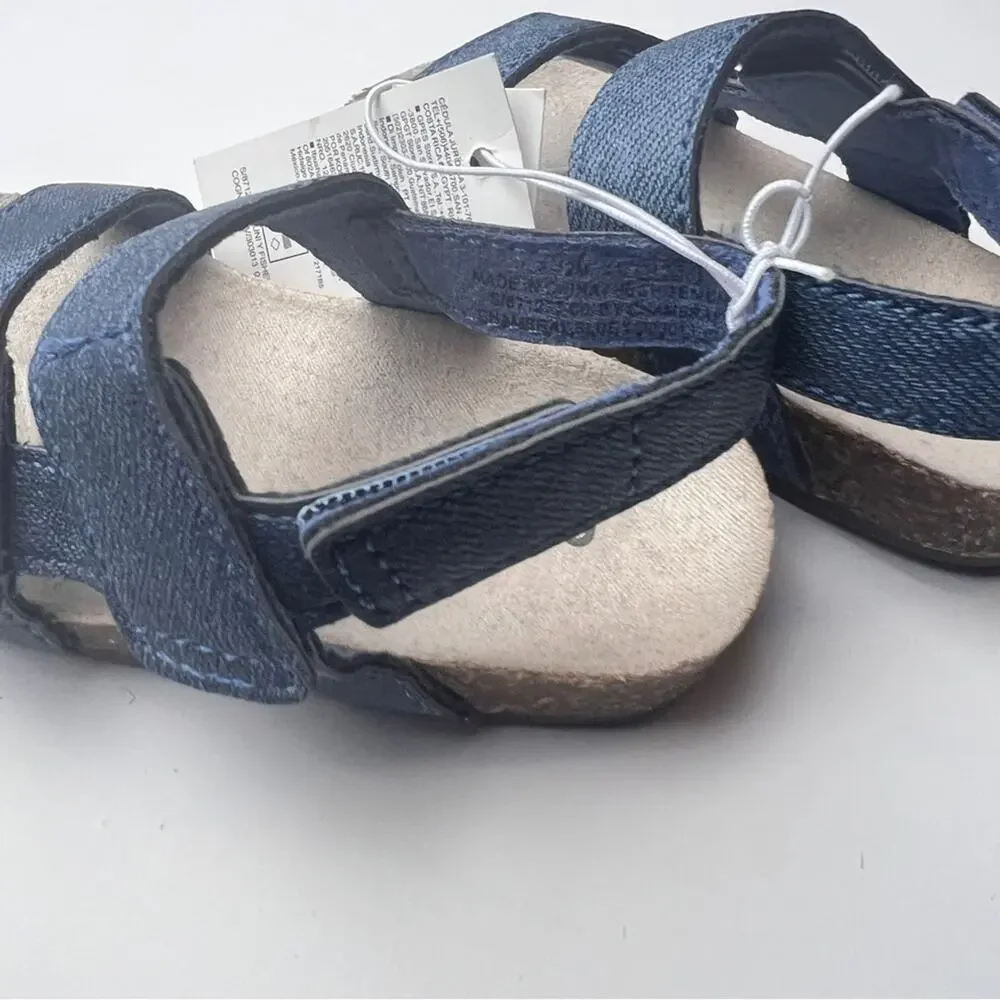 Old Navy Baby Girl Chambray Denim Double Secure Strap Sandals Sz 6-12 M